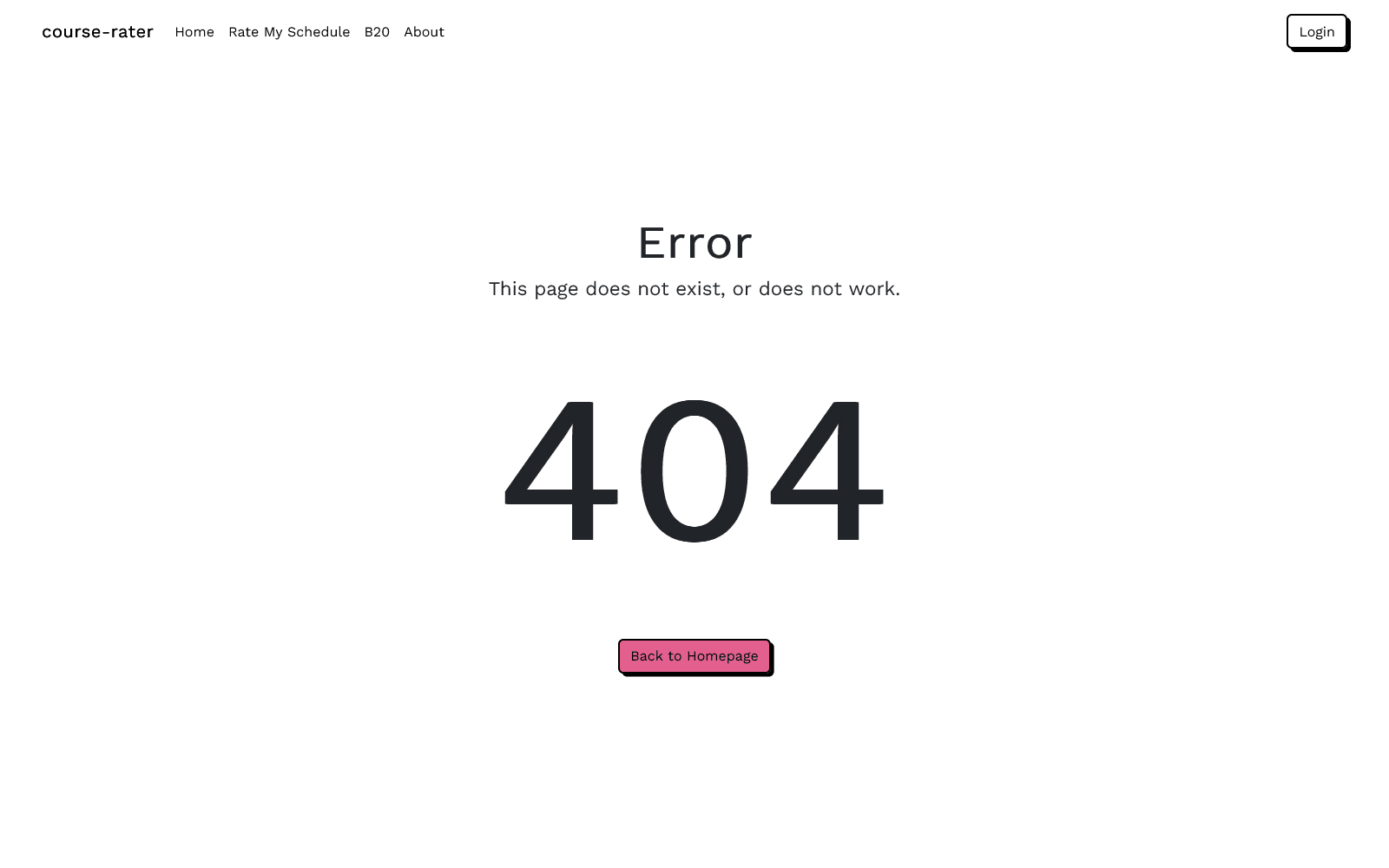 Course rater page not found page